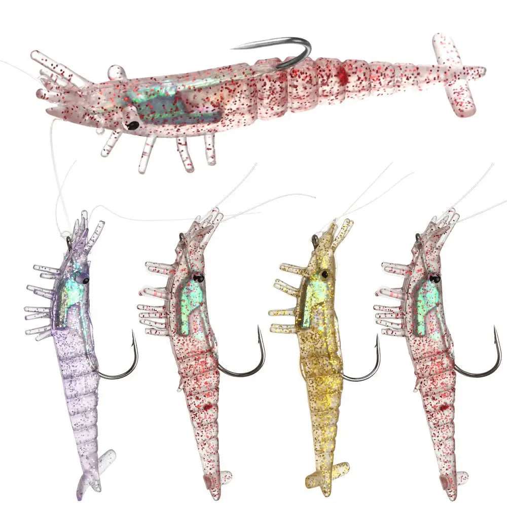 1PC Shrimp Fake Baits 9cm10g Soft Simulation Lure Fishy Smell Artificial Trout Bait Single Hook Sea Fishing Tackle