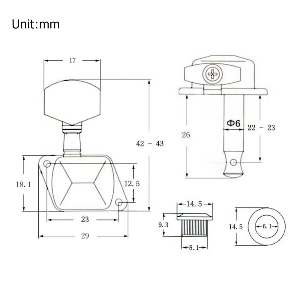 6 PCS Guitar String Tuning Pegs Tuner Semi-closed Tuner Machine Heads for Electric Guitar Folk Acoustic Guitar Tuning Pegs 3L 3R