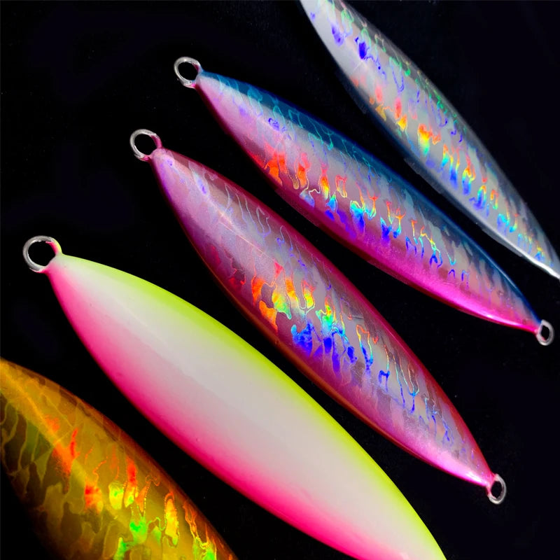 OBSESSION80g100g120g150g200g250g Slow Sinking Jig Artificial Glow Metal Bait Jigs Japan Laser Saltwater Fishing Lure Assist Hook