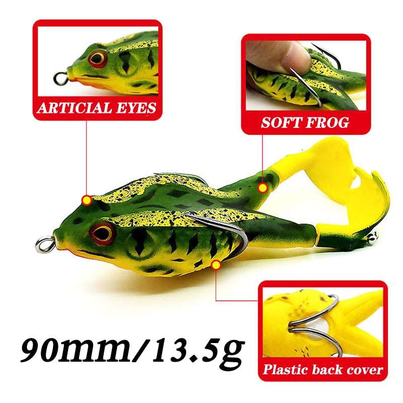 1pcs Double Propeller Frog Soft Silicone Baits Shad Fishing Lures Jigging Wobblers Artificial Bait Prop Topwater Catfish Tackle