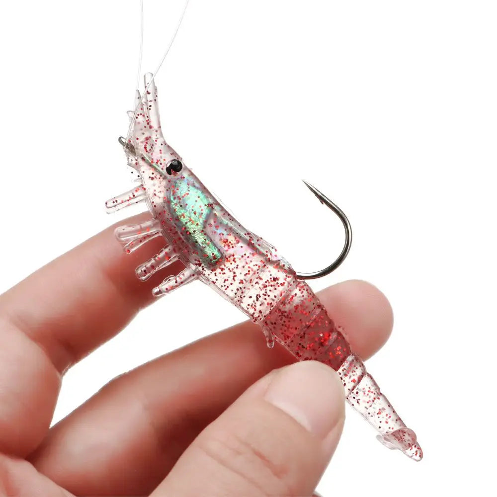 1PC Shrimp Fake Baits 9cm10g Soft Simulation Lure Fishy Smell Artificial Trout Bait Single Hook Sea Fishing Tackle