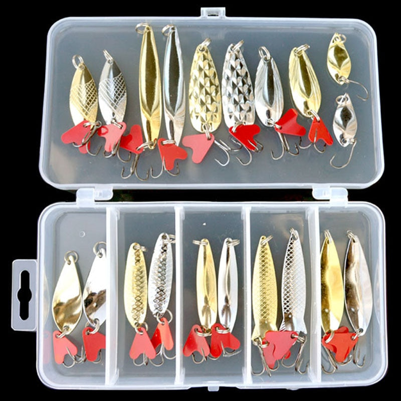 Promotion Mixed Colors Fishing Lures Spoon Bait Metal Lure Kit iscas artificias Hard Bait Fresh Water Bass Pike Bait