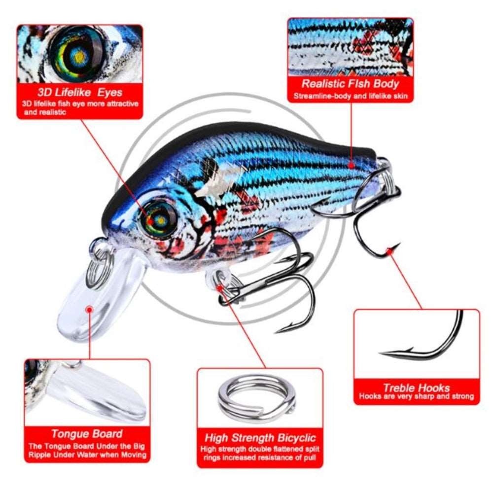 1Pcs 52mm 8.5g Crank Fishing Lure Wobblers Floating Artificial Plastic Hard Bait Trout Crankbait Bass Pike Japan Fishing Tackle