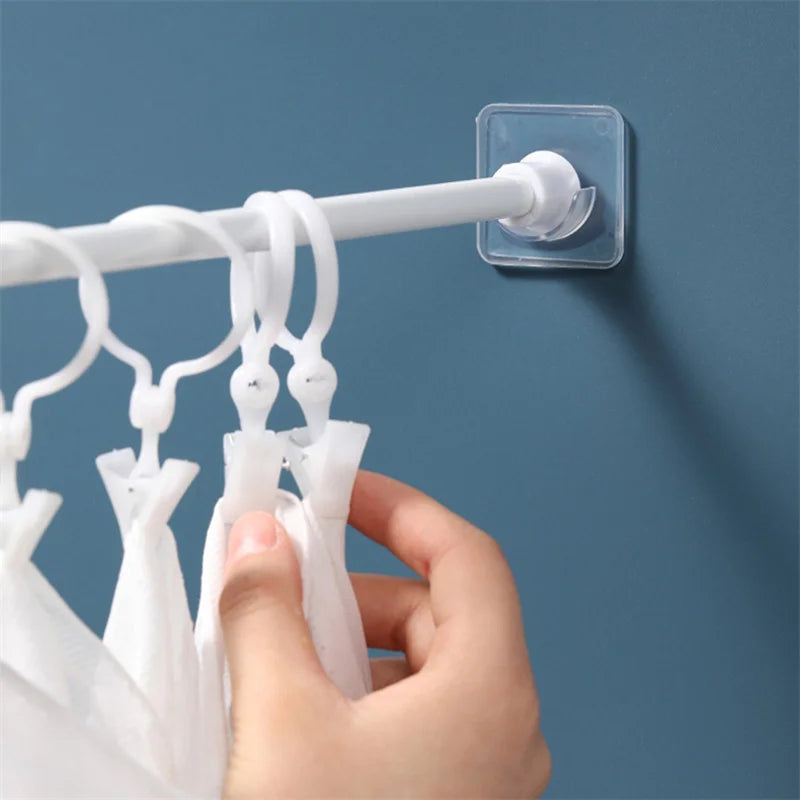 2pcs/set Strong Curtain Rod Bracket Holders Hooks Self-adhesive Rod Holder Clothes Rail Bracket Toilet Bathroom Accessories