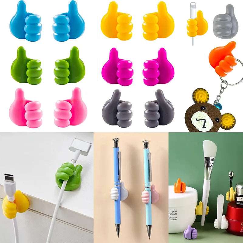 50pcs Multifunctional Cable Clip Organizer Wall Hooks Silicone Thumb Self Adhesive Cord Holder Wire Hanger  Home Storage Clip