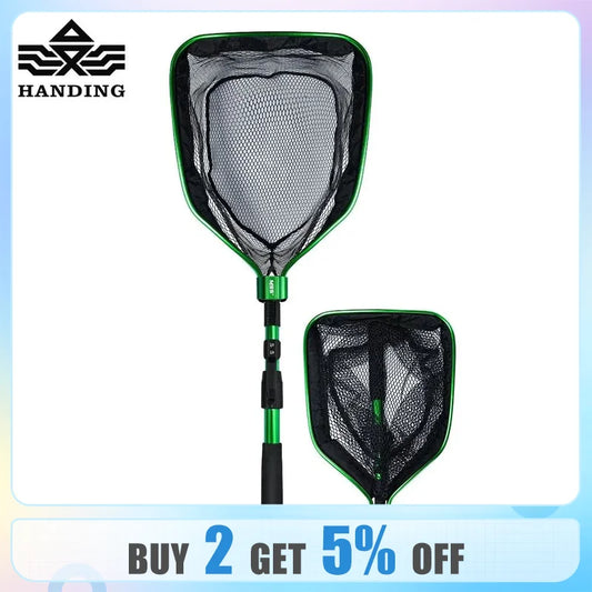 HANDING Portable Fishing Net Telescopic Fishing Landing Net Floating Nylon Material Fishing Mesh