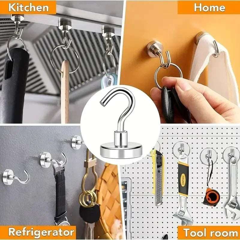 20/1Pcs Metal Strong Magnetic Hooks Wall-mounted Heavy Duty Magnet Hook Key Coat Hanging Hanger Home Kitchen Bathroom Storage