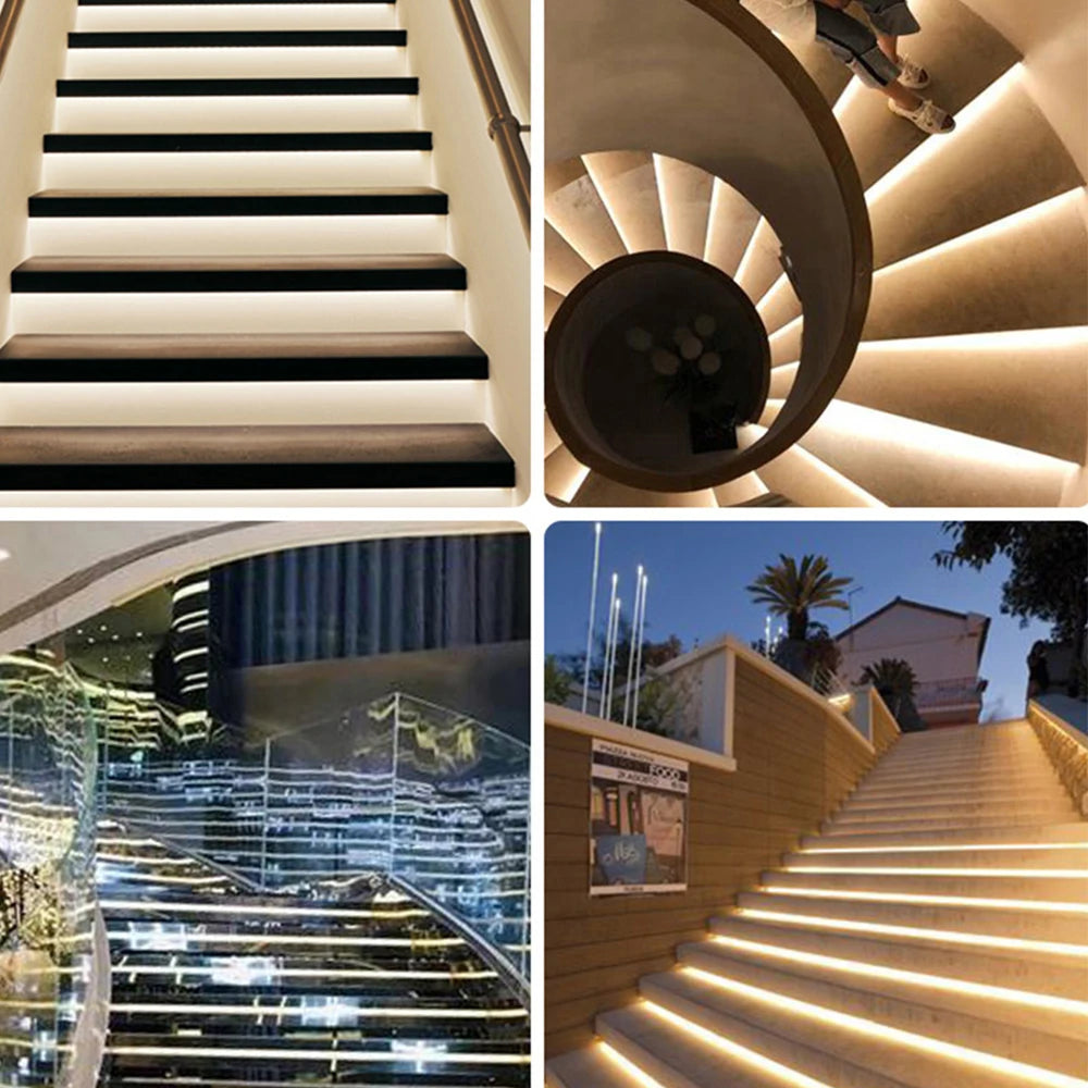 Stair Light Strip Motion Sensor Switch Easy Installation No Need Wiring DC 12V 24V LED Strip House Step Stairs Lighting