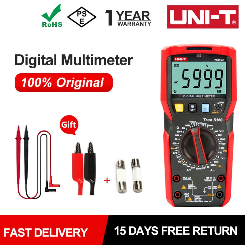 UNI-T UT89XD UT89X True RMS Multimeter Digital Professional Electrical Tester NCV Diode Temperature Triode Capacitance Meter