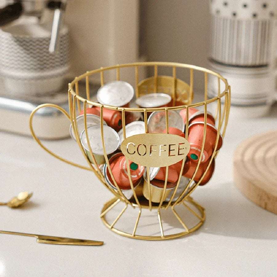 1pc Coffee Pod Capsule Holder Chrome Plating Hollow Out Display Rack Stand Home Cafe Snacks Candy Metal Storage Organizer Shelve