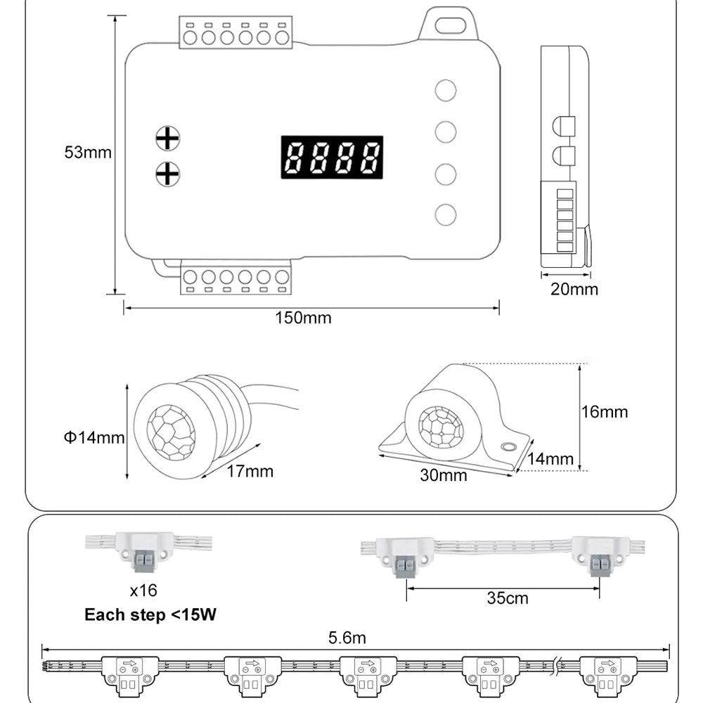 Stair Light Strip Motion Sensor Switch Easy Installation No Need Wiring DC 12V 24V LED Strip House Step Stairs Lighting