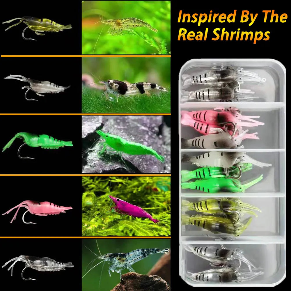 Shrimp Lure Soft Silicone Artificial Bait 6cm/3g 5cm/2g Fish Hook Flavor Fishy Fresh Taste Prawn Luminous Swimbait Tackle Pesca