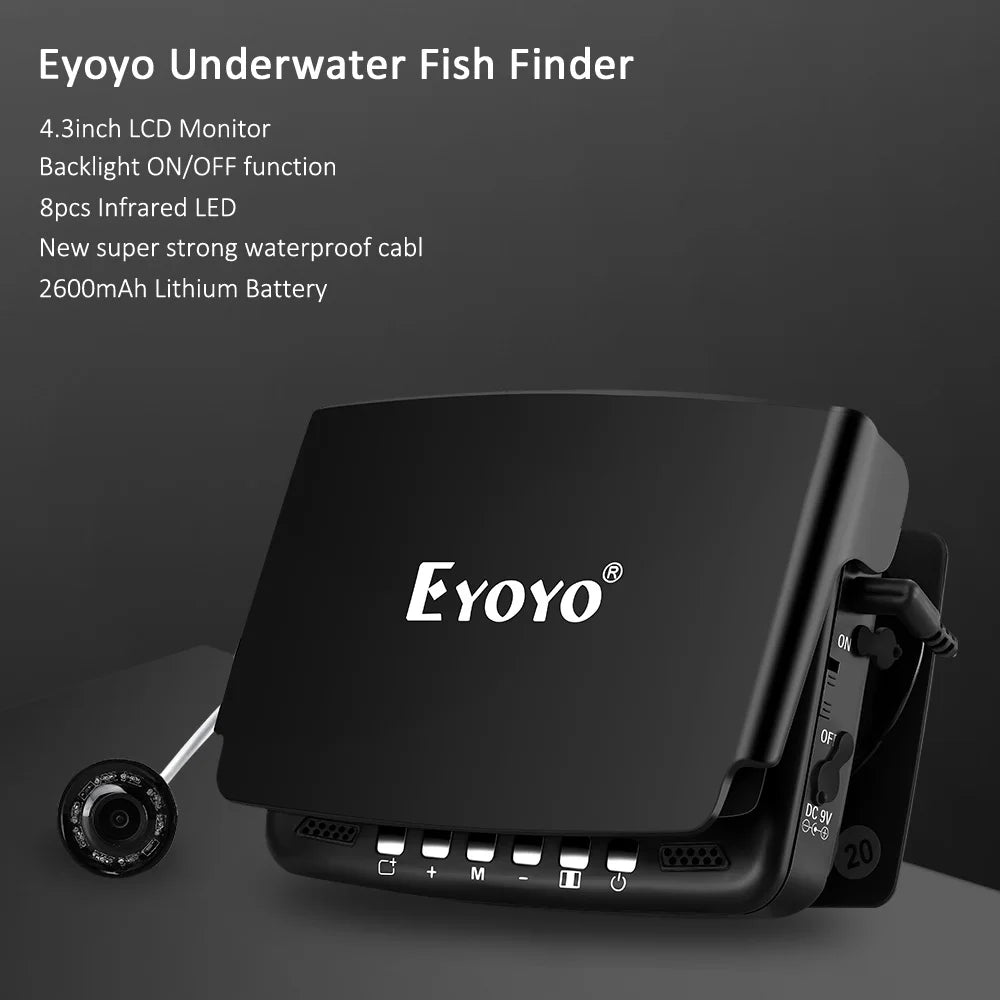 Eyoyo EF43A Underwater Fish Finder With DVR Function 4.3" Color Display HD 1000TVL Backlight Controllable IR Camera Ice Fishing