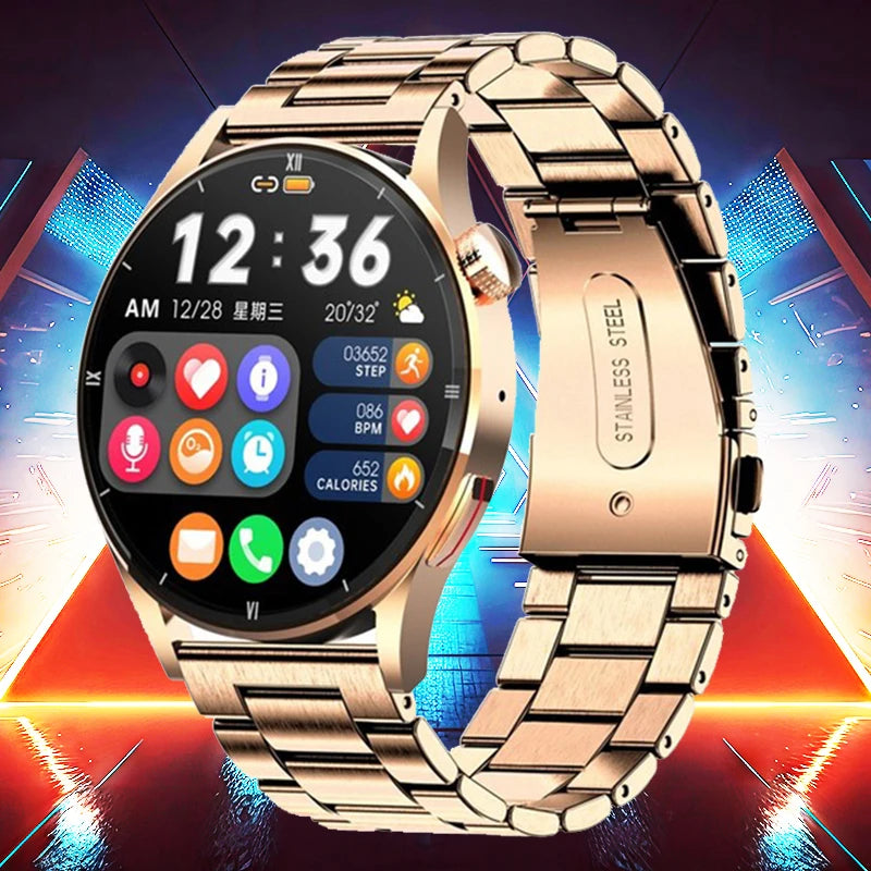 LIGE Men Smartwatch Gold Smart Watch Bluetooth Call Fitness Digital Watches Electronic Wristwatch with Heart Rate Sleep Tracking