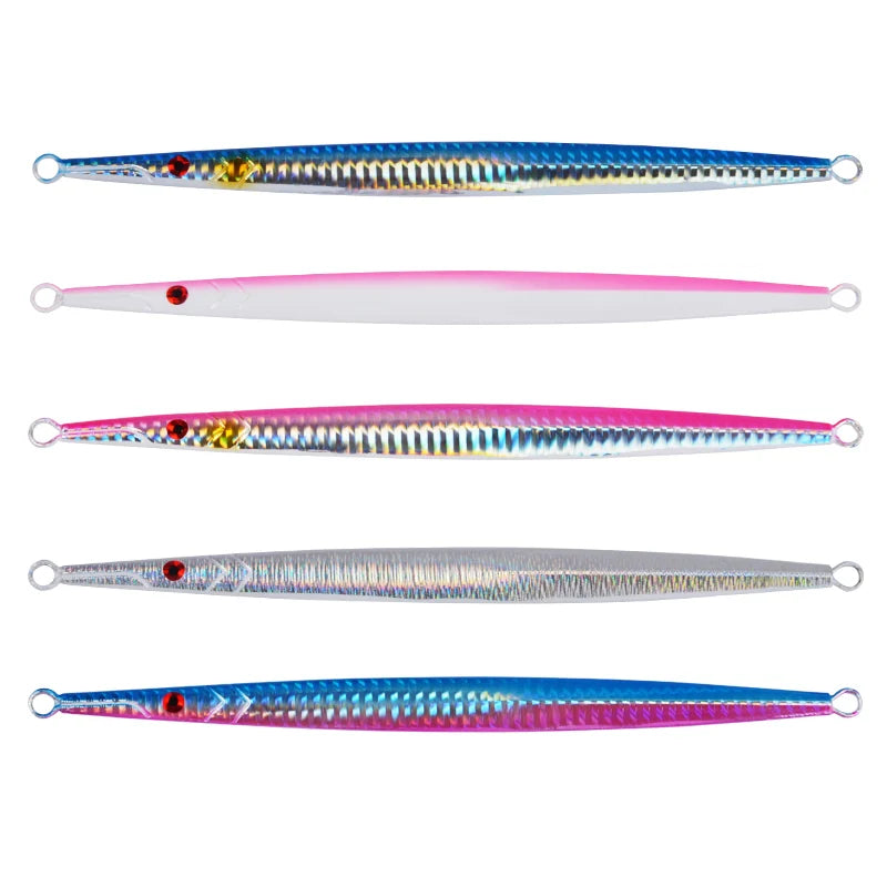 OBSESSION 60g 80g Fishing Lure Needle Fish Fast Jigging Lure Glow Metal Jigs Sinking Hard Bait Saltwater Pencil Bait Assist Hook