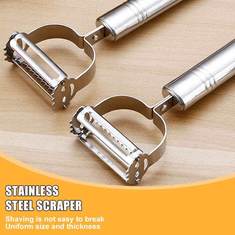 4in1 Vegetable Peeler Stainless Steel Melon Planer Multiple-Function Double-Head Peeler Household Kitchen Cucumber Slicer Tool