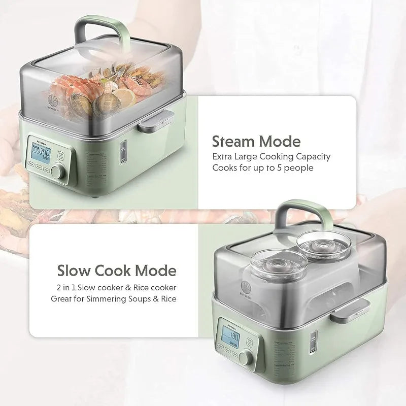 BUYDEEM G563 5-Quart Electric Food Steamer for Cooking, One Touch Vegetable Steamer, Digital Multifunctional Steamer