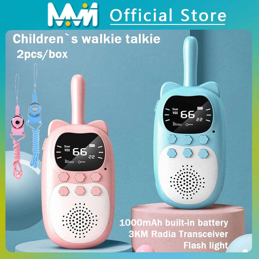 Kids Walkie Talkie 2PCS Electronic Toys Children Spy Gadgets Baby Radio Phone 3km Range Christmas Birthday Gift For Boys Girls