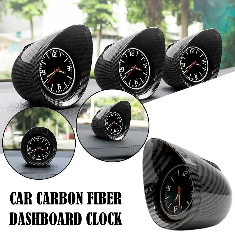 Podofo Car Interior Dashboard Ornament Clock SUV Carbon Fiber Luminous Electronic Quartz Watch Car Decor Accessories