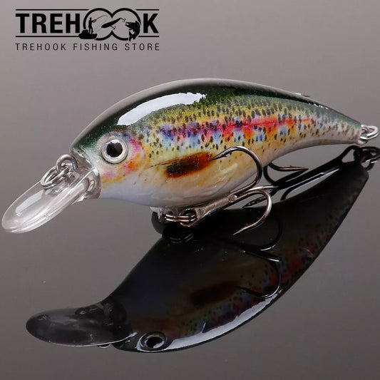 TREHOOK 6cm 10g Black Minnow Trout Fishing Baits Hard Floating Wobbler Crankbait Jerkbait Artificial Bass Trout Fishing Lure