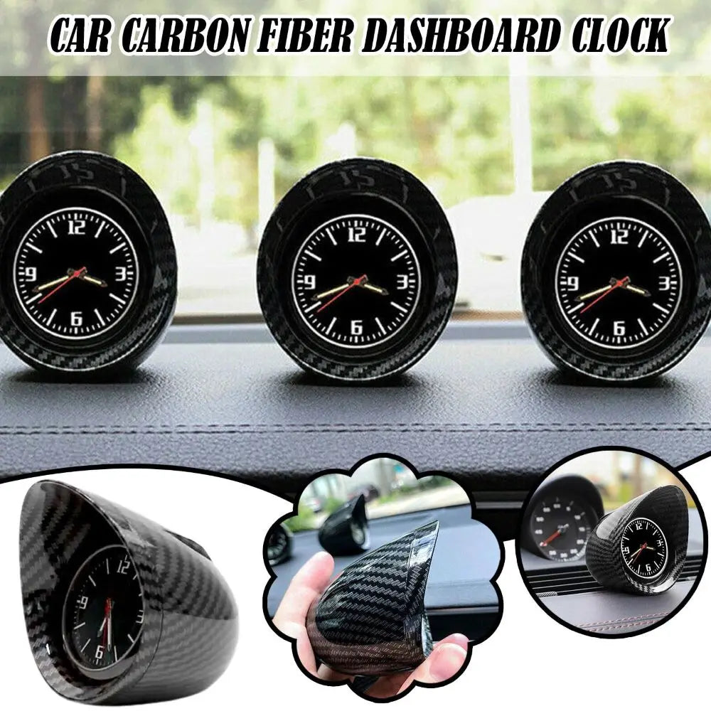 Podofo Car Interior Dashboard Ornament Clock SUV Carbon Fiber Luminous Electronic Quartz Watch Car Decor Accessories