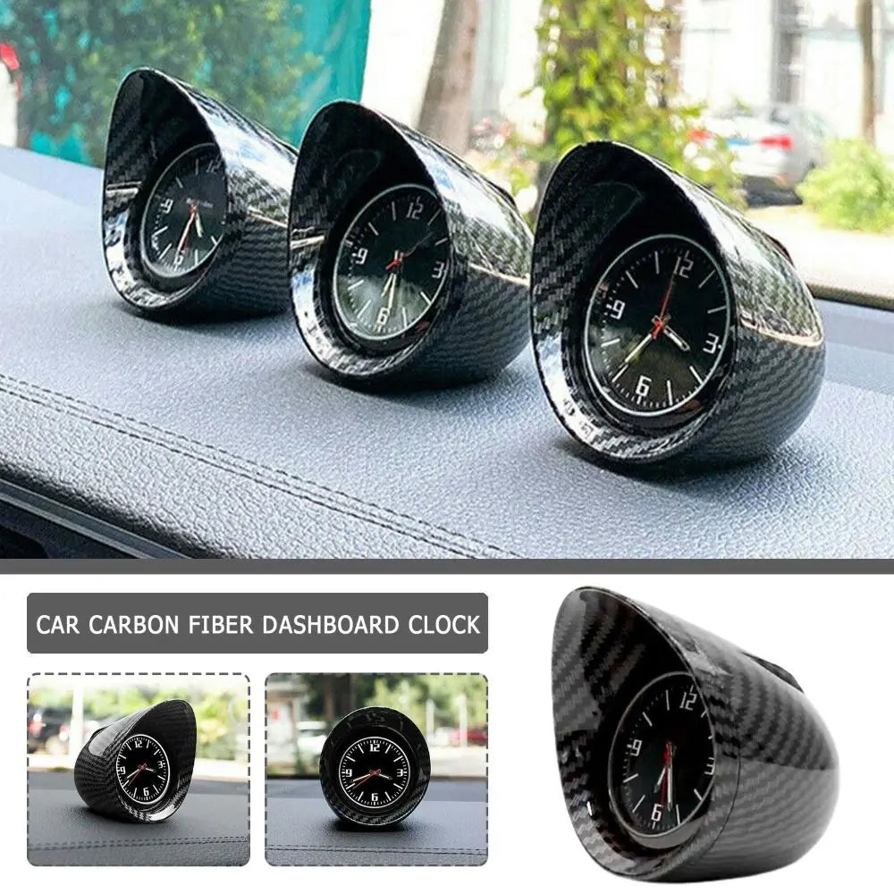 Podofo Car Interior Dashboard Ornament Clock SUV Carbon Fiber Luminous Electronic Quartz Watch Car Decor Accessories