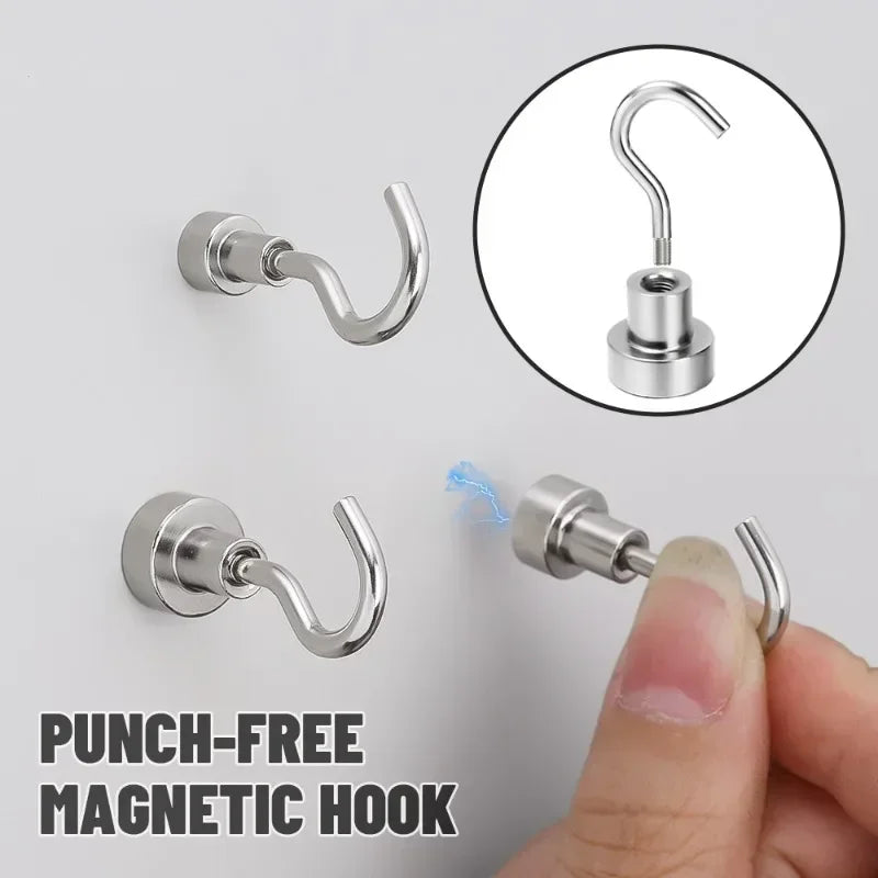 20/1Pcs Metal Strong Magnetic Hooks Wall-mounted Heavy Duty Magnet Hook Key Coat Hanging Hanger Home Kitchen Bathroom Storage