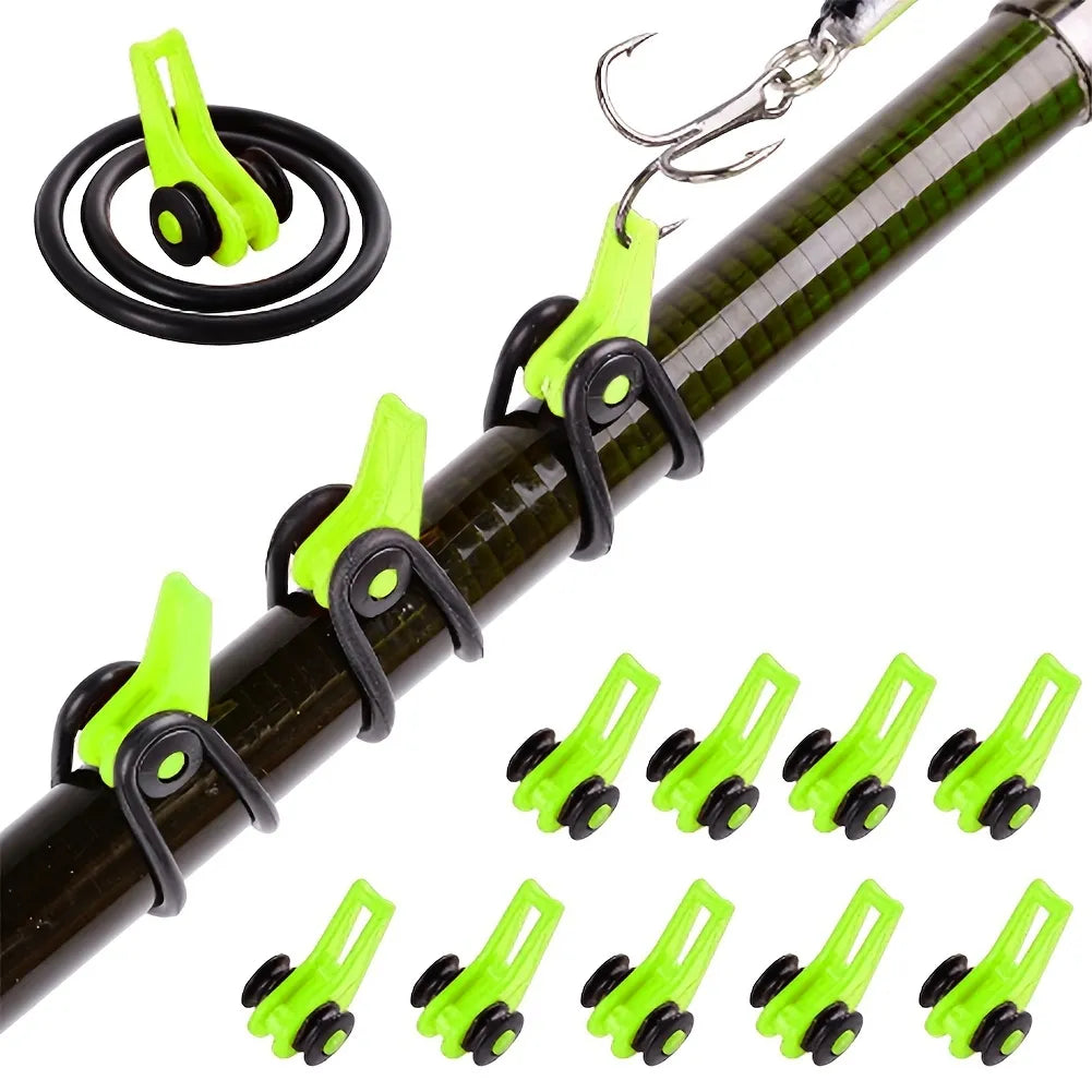 JOOYOO 10pcs/lot Fishing Rod Pole Hook Keeper - Securely Silicone Ring Iso Hold Bait Lures and Jigs for Safe and Easy Fishing