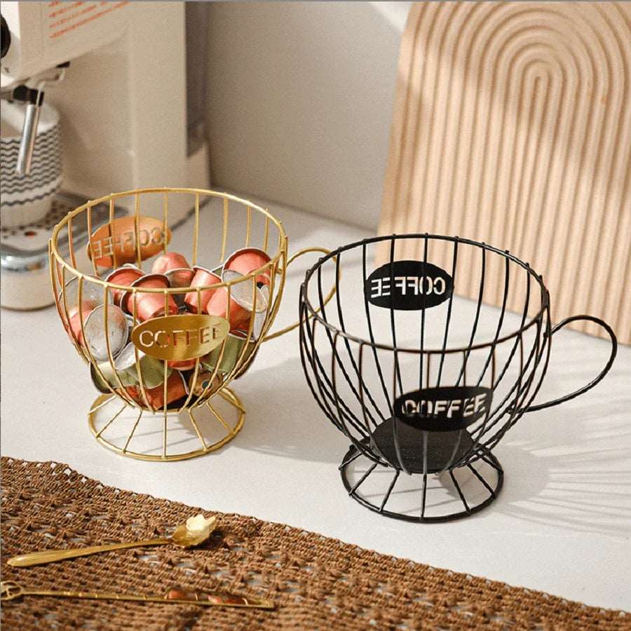 1pc Coffee Pod Capsule Holder Chrome Plating Hollow Out Display Rack Stand Home Cafe Snacks Candy Metal Storage Organizer Shelve