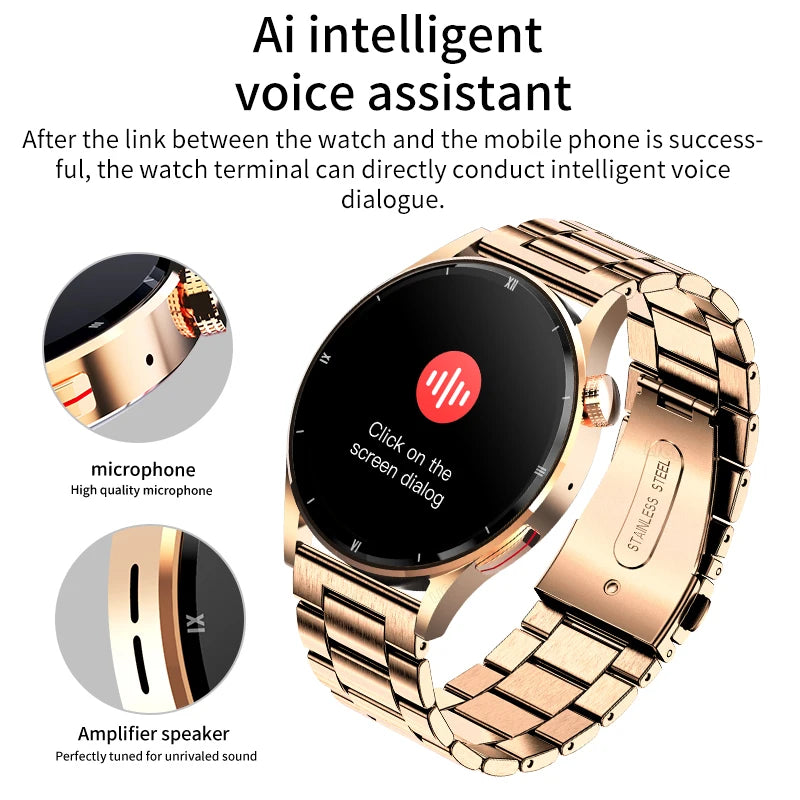 LIGE Men Smartwatch Gold Smart Watch Bluetooth Call Fitness Digital Watches Electronic Wristwatch with Heart Rate Sleep Tracking