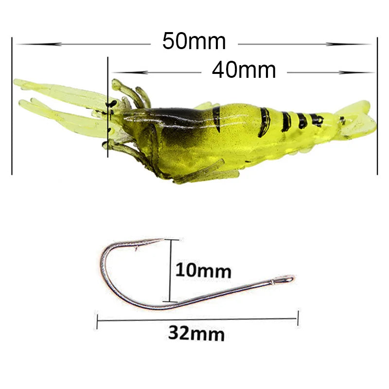 Shrimp Lure Soft Silicone Artificial Bait 6cm/3g 5cm/2g Fish Hook Flavor Fishy Fresh Taste Prawn Luminous Swimbait Tackle Pesca