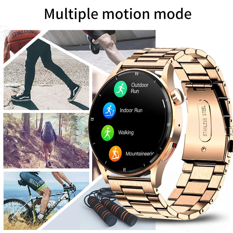 LIGE Men Smartwatch Gold Smart Watch Bluetooth Call Fitness Digital Watches Electronic Wristwatch with Heart Rate Sleep Tracking