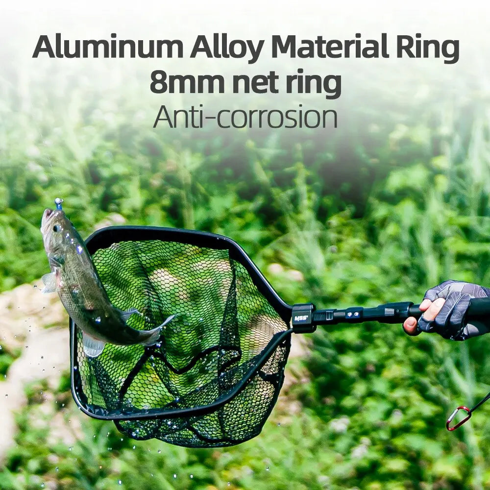 HANDING Portable Fishing Net Telescopic Fishing Landing Net Floating Nylon Material Fishing Mesh