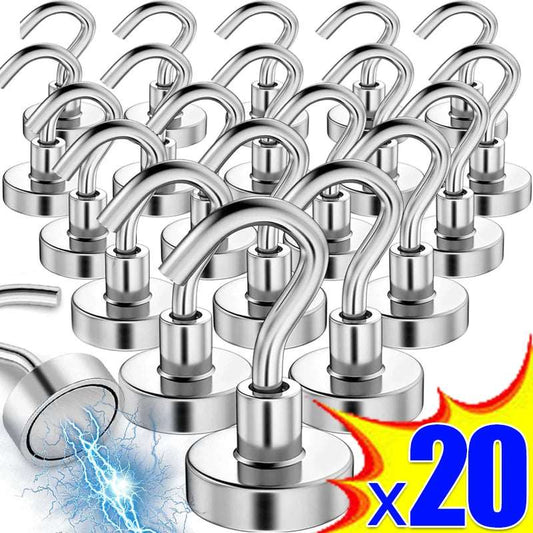 20/1Pcs Metal Strong Magnetic Hooks Wall-mounted Heavy Duty Magnet Hook Key Coat Hanging Hanger Home Kitchen Bathroom Storage