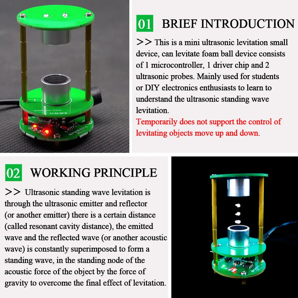 DIY Ultrasonic Levitation Kit Floating Standing Wave Control DIY Soldering Project Electronic Kit Acoustic Suspension 12V