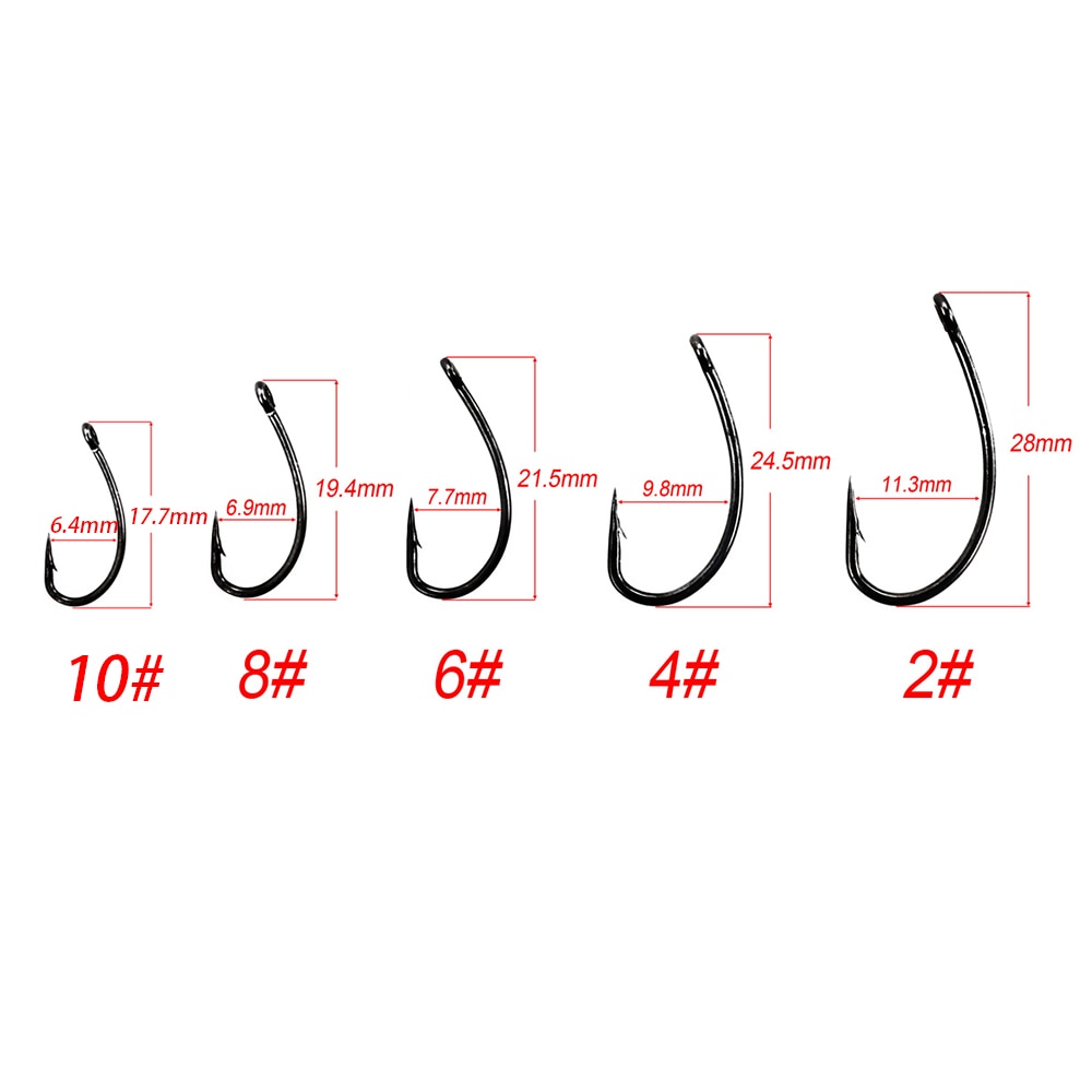 Hirisi 50pcs Coating High Carbon Stainless Steel Barbed Carp Fishing Hooks Pack with Retail Original Box 8003